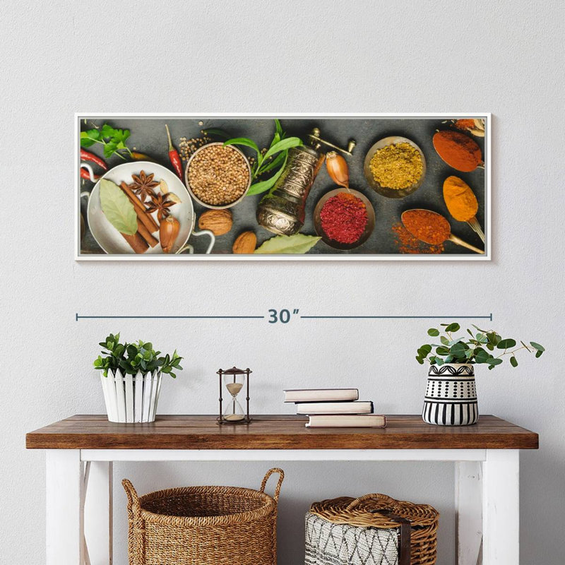 Fines herbes et épices, Cadre flottant blanc, 31 po x 11 po