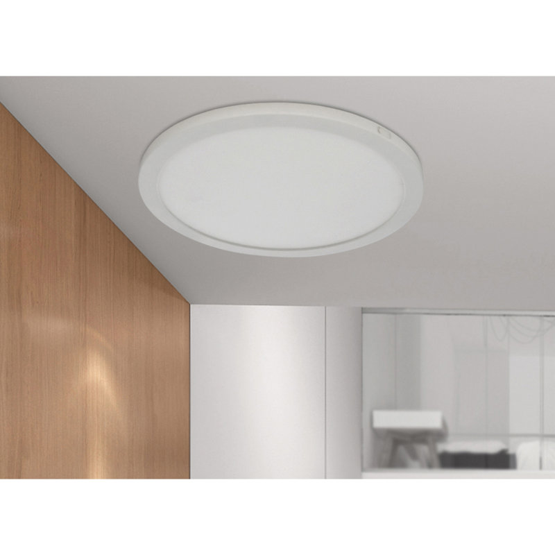 Sparacino Acrylic Flush Mount, Brushed Steel, 0.5" H x 9" W x 9" D, 277V