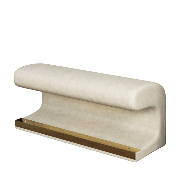 Banc rembourré en cuir avec DEL à énergie pour un look minimaliste moderne, Beige