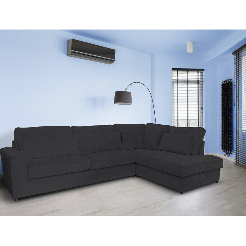 Arve 4 Seater Corner Sofa , Black, Right Facing
