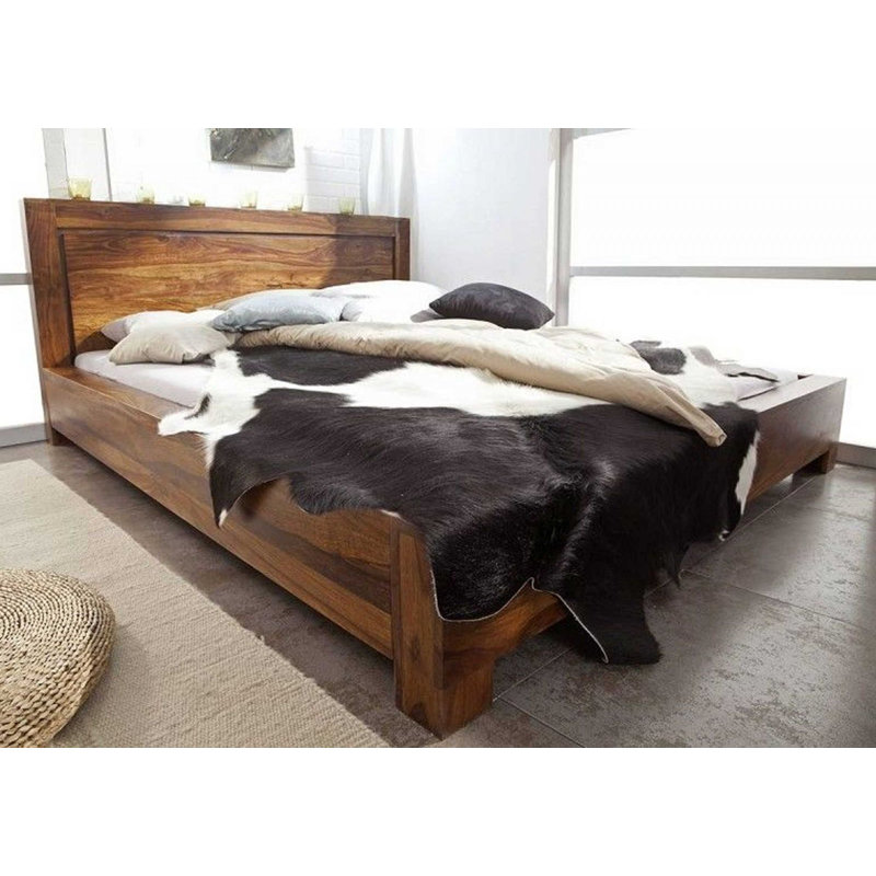 Metro Solid Wood Bed, Brown, 200cm W x 222cm L