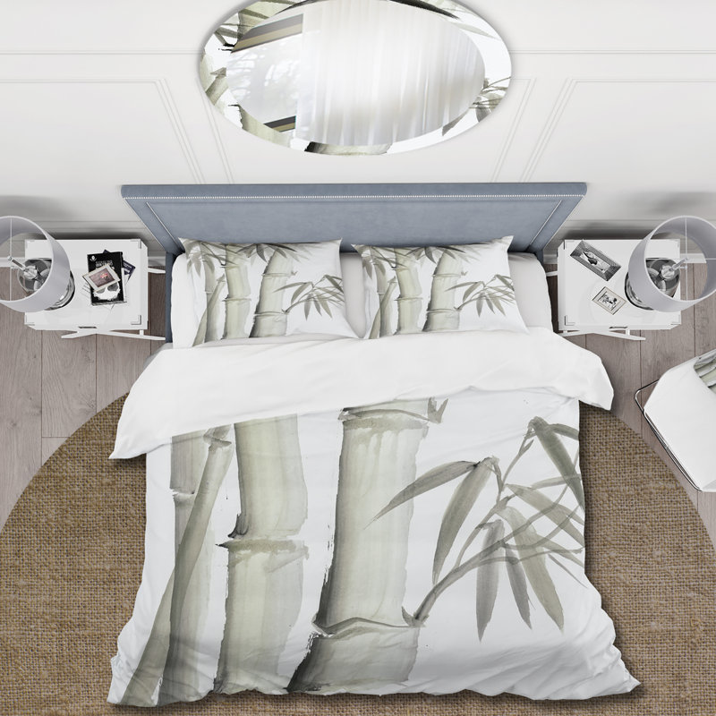 Ensemble de housse de couette rétro en bambou monochrome V - microfibre polyester