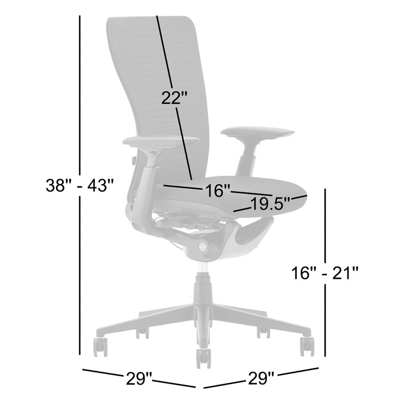 Haworth Zody Digital Knit Office Chair - Standard Posture with Lumbar Support, Iron