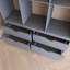 Lit mezzanine double gris avec grandes tablettes, bureau et lumière DEL-2040362450-2040362448