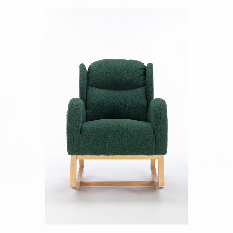 Chaise berçante rembourrée en tissu Teha Teddy, Vert