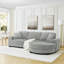 L-shaped Corduroy Sleeper In Grey, Upholstered With Style, Comfortable High Sponge Cushions, Strong Wood Frame, Convertible Chaise, Arc-shaped Footstool For Soft Touch Grey Sectional, Modular, Seats,-338003807
