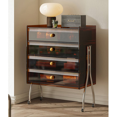 Light Luxury Style Acrylic & Stainless Steel Accent Cabinet