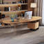 Bureau en bois massif brun en fer massif + fer + acrylique avec 2 tiroirs-109679694