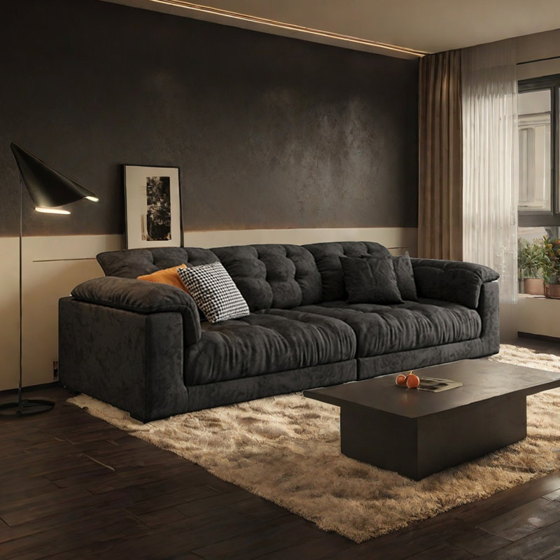 Canapé simple en flanelle décontractée, 29.92" H x 125.98" W x 39.37" D