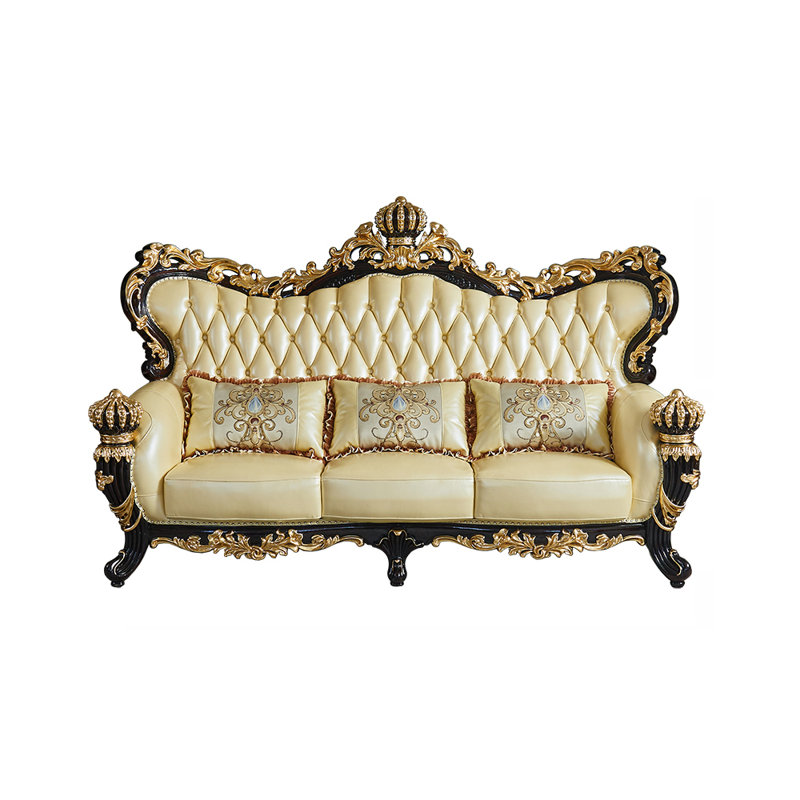 Canapé en cuir véritable 93,7 po Thekla