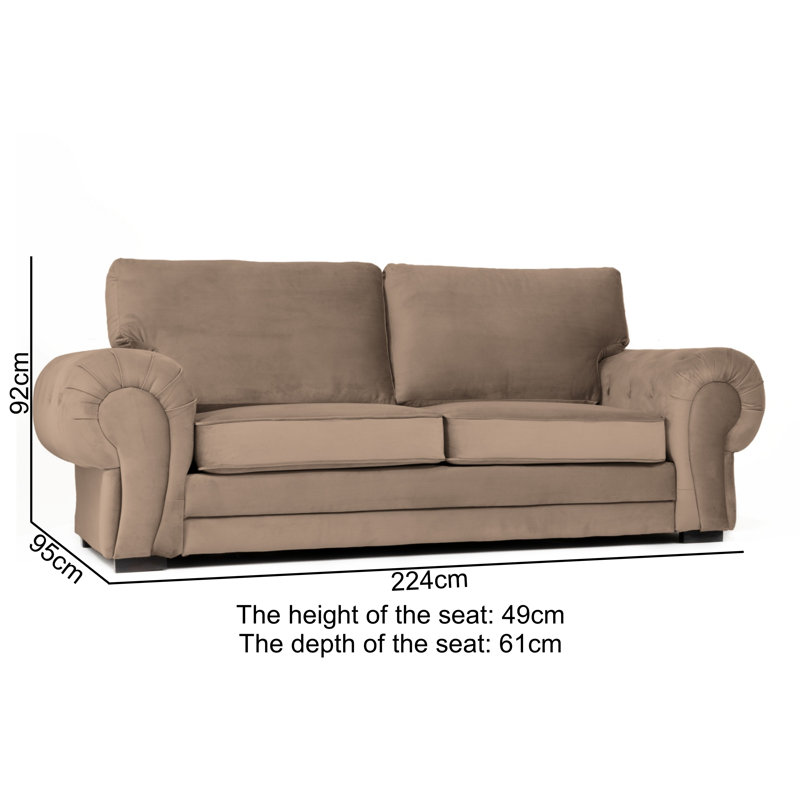 Fonda 3 Seater Velvet Sofa, Brown