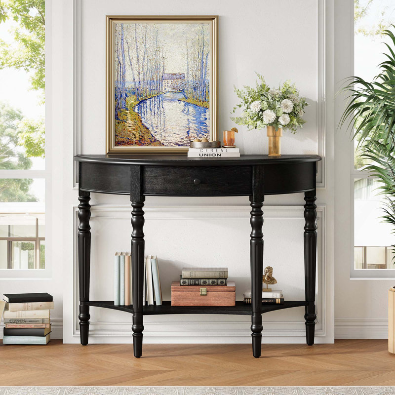 Console de style campagnard avec tiroir et tablette Farmhouse, Noir