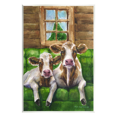 Vaches dans une cabane de grange, art mural par GeorgeDyachenkoArt