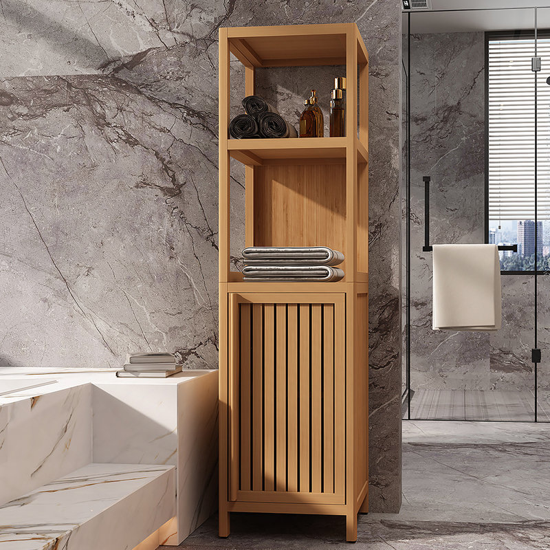 Armoire de rangement multifonctionnelle en bambou pour salle de bain