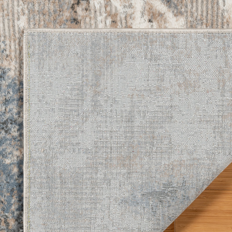  Quattro Paola Beige/Gray/Taupe Modern Abstract High-Low Area Rug, Runner 2'7" X 8'