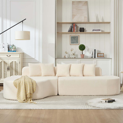 Couches désossées de 110,2 po x 62 po pour le salon, canapé modulaire incurvé avec 5 coussins, canapé en forme de L sans siège avec siège profond, mousse à mémoire de forme haute densité, aucun assemblage requis