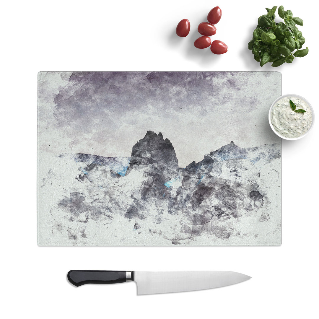 Tempered Glass Dusky Mountains Chopping Board