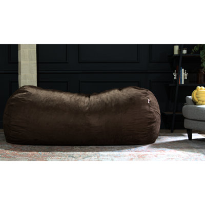 Fauteuil à billes cylindrique en daim traditionnel de 8 pieds de couleur brun - Confort moderne et élégant - Housse de fermeture à glissière en mousse, pieds et fermeture à glissière amovible confortable pour un nettoyage facile à l'intérieur