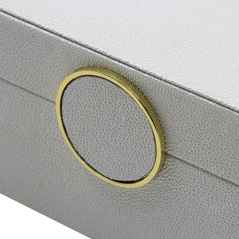 Luxurious Faux Litchi Jewellery Boxes, Storage Decorative Case, Gold/White