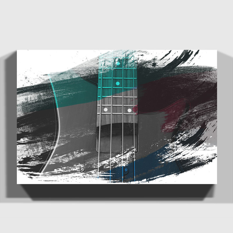 Black Bass Guitar - Wrapped Canvas, 50cm H x 76cm W