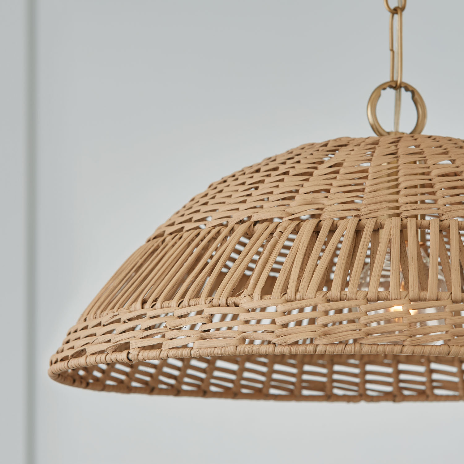 Elfie Single Light Rattan Dimmable Pendant, Brass