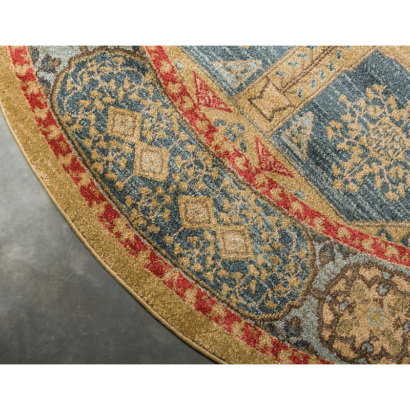 Tapis à motif oriental brun Palazzo, Rond 8 pi