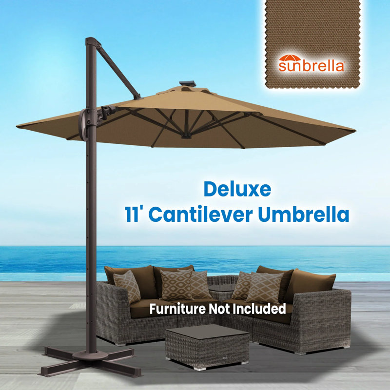 Parasol 11 'Deluxe Sunbrella, Cacao