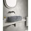Lavabo vasque ovale en marbre naturel pour salle de bain, couleur grise, semi-poli, drain pré-percé Elegance fabriqué à la main, sophistication finie