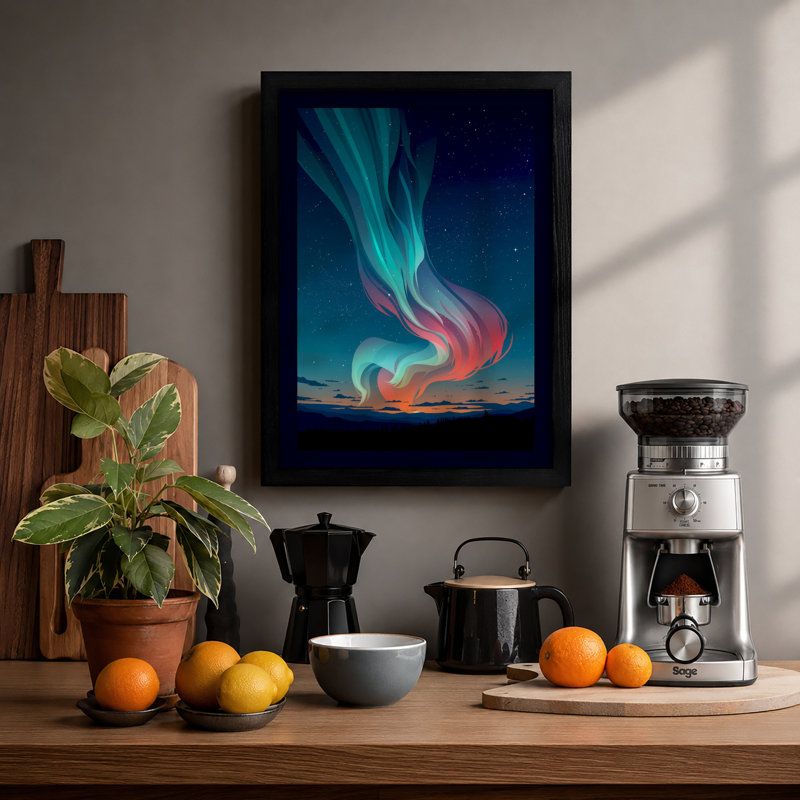 Aurora Rising Modern - Print, A1 - 84.1 x 59.4 cm, Black