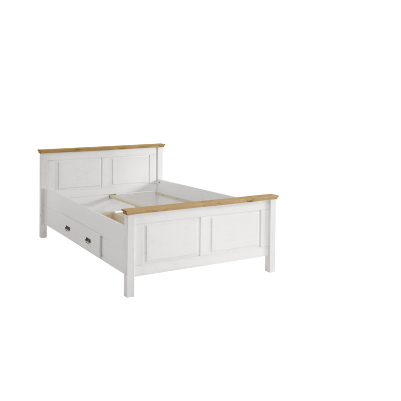 Castleford Solid Wood Drawers Sleigh Bed, 100 x 200 cm, White/Lye