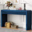 Console rustique, tiroirs cannelés, bleu marine, placage frêne, pieds réglables, idéale pour le sol, plateau, rangement avec tiroirs, base bleu marine, en bois, pour salon ou couloir, support de plateau, capacité
