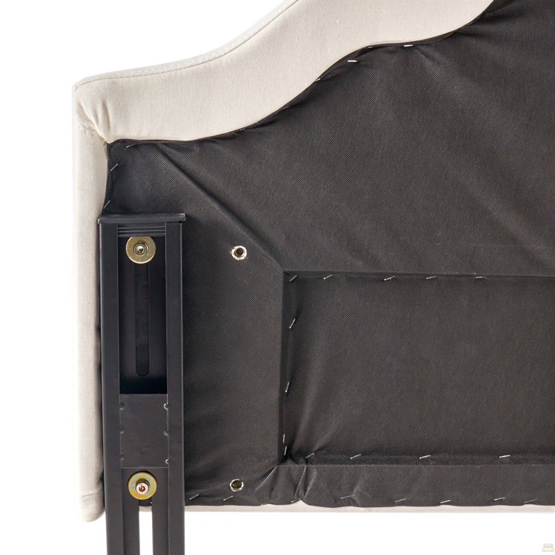 Tête de lit tapissier capitonnée de taille grand, tête de lit en bois massif avec pieds en métal durable, Ivoire ivoire