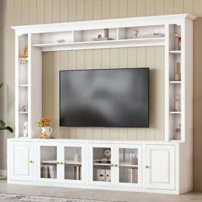 4-Piece Modern Entertainment Center Wall Unit With Bookshelves, All-In-1 Large TV Stand With Door For Tvs Up To 80", 92Inch Media Console With Adjusta by Darby Home Co