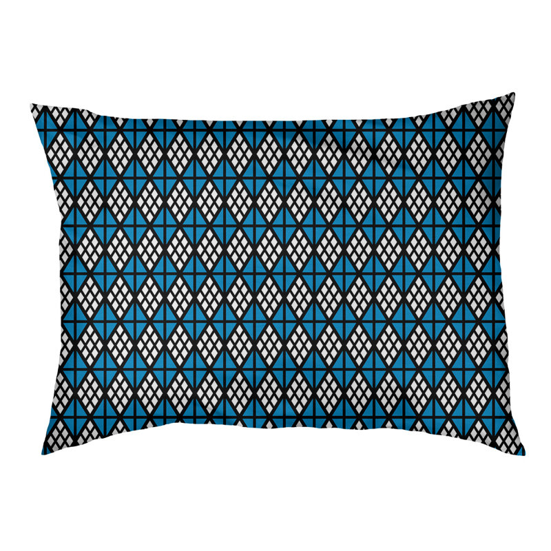 Coussin diamants Byrge, Grand (l 42,5 po x P 32,5 po x H 14 po), Noir, bleu, blanc