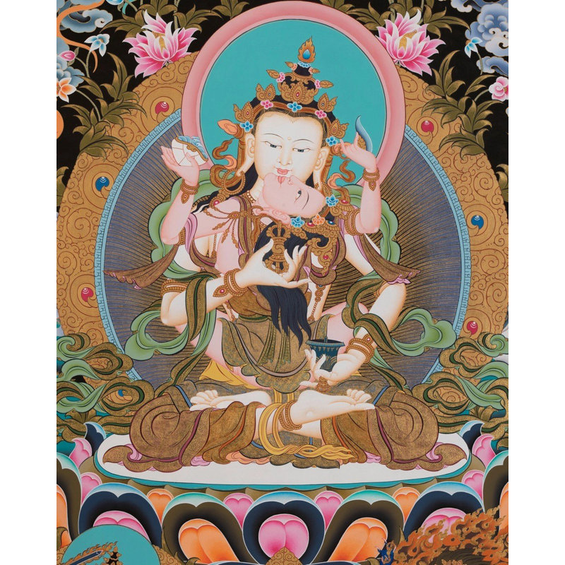 Vajrasattva Shakti Thangka (Thangka sans brocart)