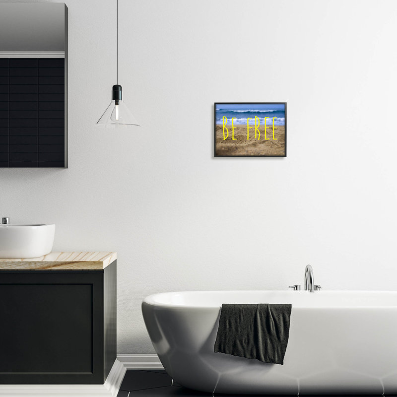 «Be Free Beach Waves», estampe numérique par K. Kaufman, H 11 po x l 14 po x P 1,5 po, Giclée encadrée noir minuit