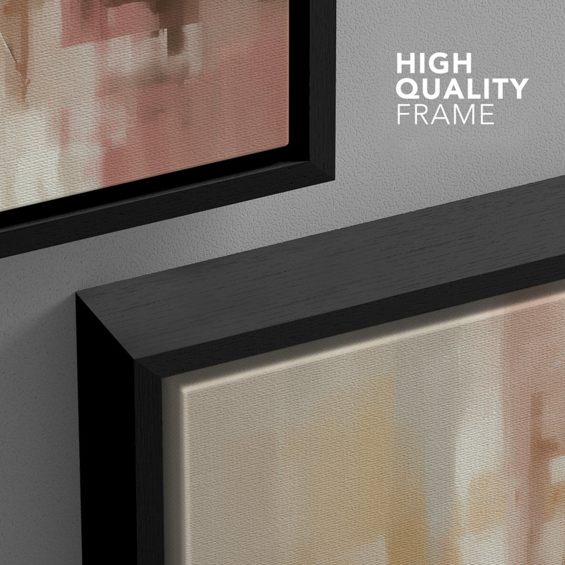 «Warm Neutral Abstract Interior Light and Shadow», reproduction d'art sur toile encadrée dans la chambre principale