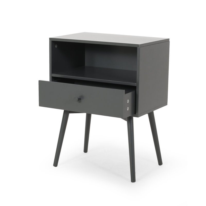 Mcginn End Table with Storage, Dark Grey