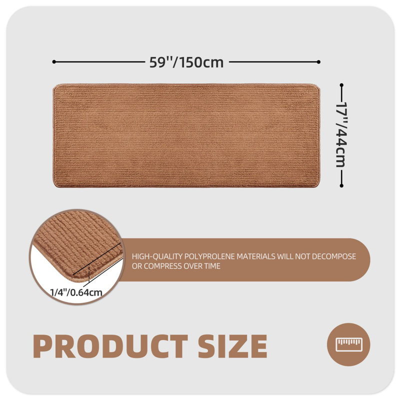 Tapis de cuisine Dawon, Rectangle 4 pi 11 po x 1 pi 5 po, Brun