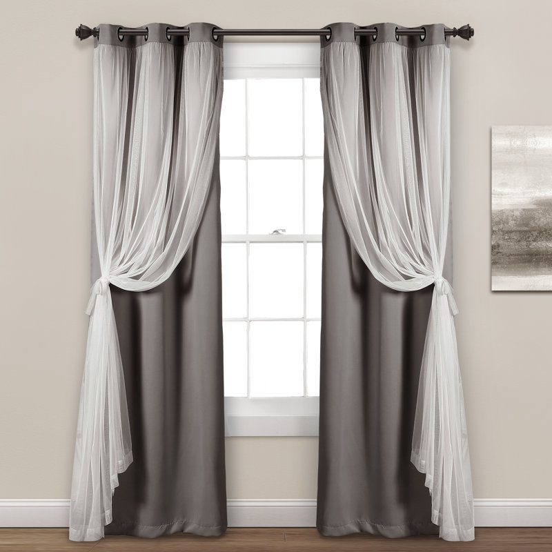 Rideaux unis occultant et isolants, Gris foncé, L 38 po x L 95 po