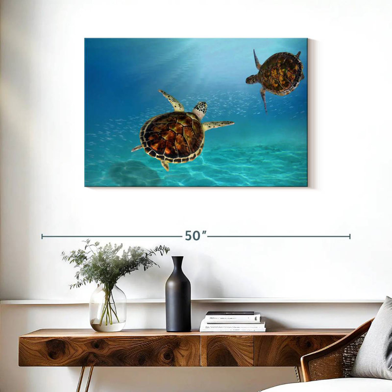 Tortues imbriquées sous l'eau, H 24 po x l 36 po