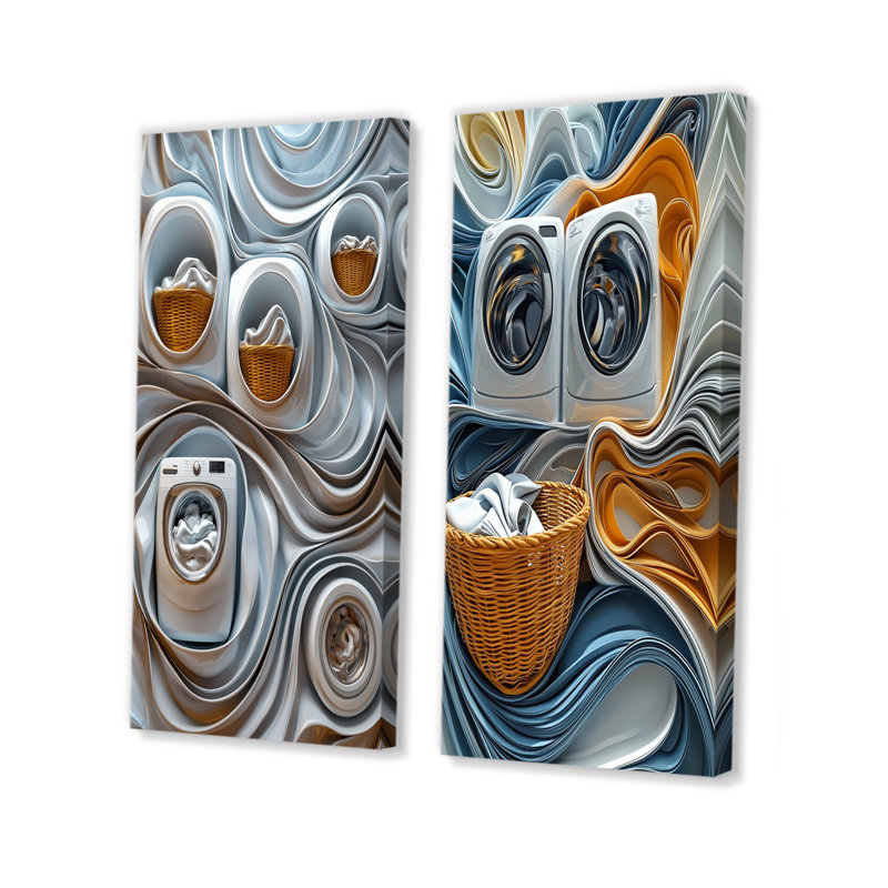 Ensemble de 2 pièces d'art mural gris, Ne s’applique pas, Toile tendue sur cadre, H 28 po x l 24 po