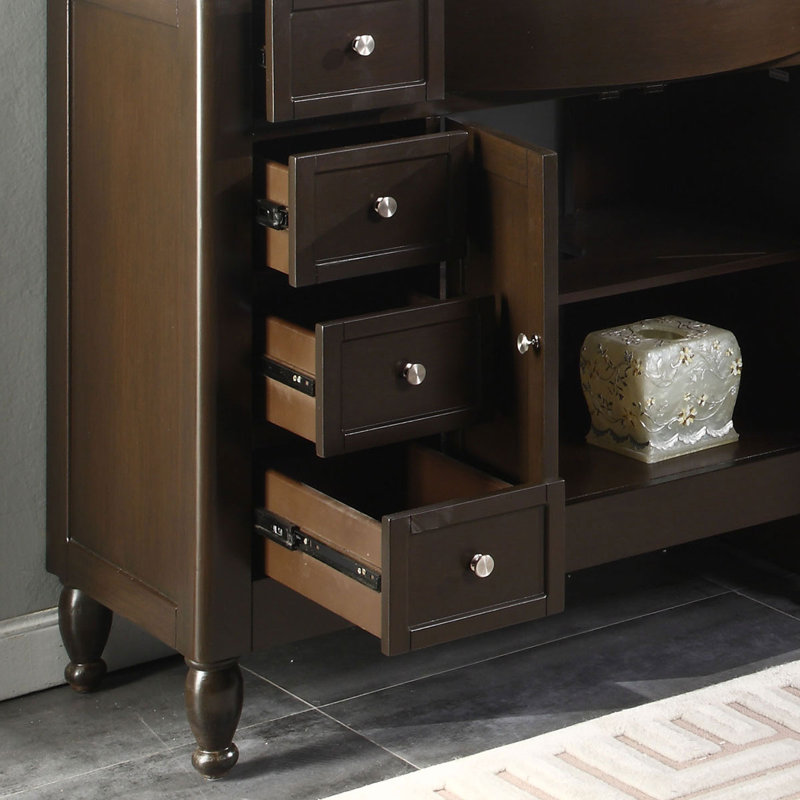Davian Single Bathroom Vanity with Marble Top, Right Side