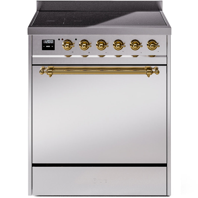 ILVE Nostalgie II 30 in Induction Range, Stainless Steel/Brass