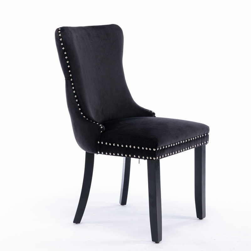 2 Pcs High-End Tufted Solid Wood Contemporary Velvet Upholstered Dining Chair With Wood Legs Nailhead Trim,Upholstered dining room chair,dinning chair,kitchen chair