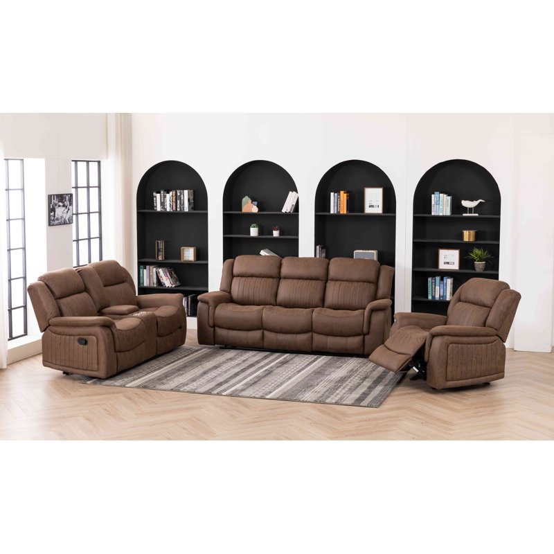 Ensemble de salon en similicuir 3 pièces, Brown