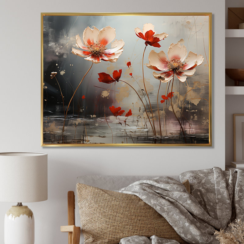 «Jade Flowers Field Enchantment II», reproduction sur toile, Cadre flottant doré, H 24 po x l 32 po x P 1,5 po
