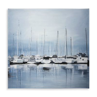 Coastal Blue Tablecloth | Boats at the Dock 2 | Home Decor
