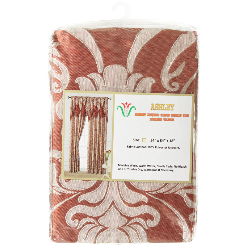 Brick Polyester Light-Filtering Curtain Panel with Valance