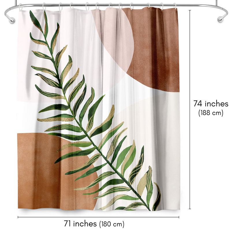 Bradner Botanical Boho Shower Curtain Water-Resistant Bath Curtain With 12 Metal Grommets And Durable Hooks